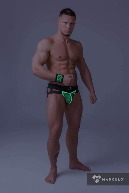 Youngero. Jockstrap. Mesh Codpiece. Neon Green - MJS164-Y1 - www.maskulo.berlin - Local store