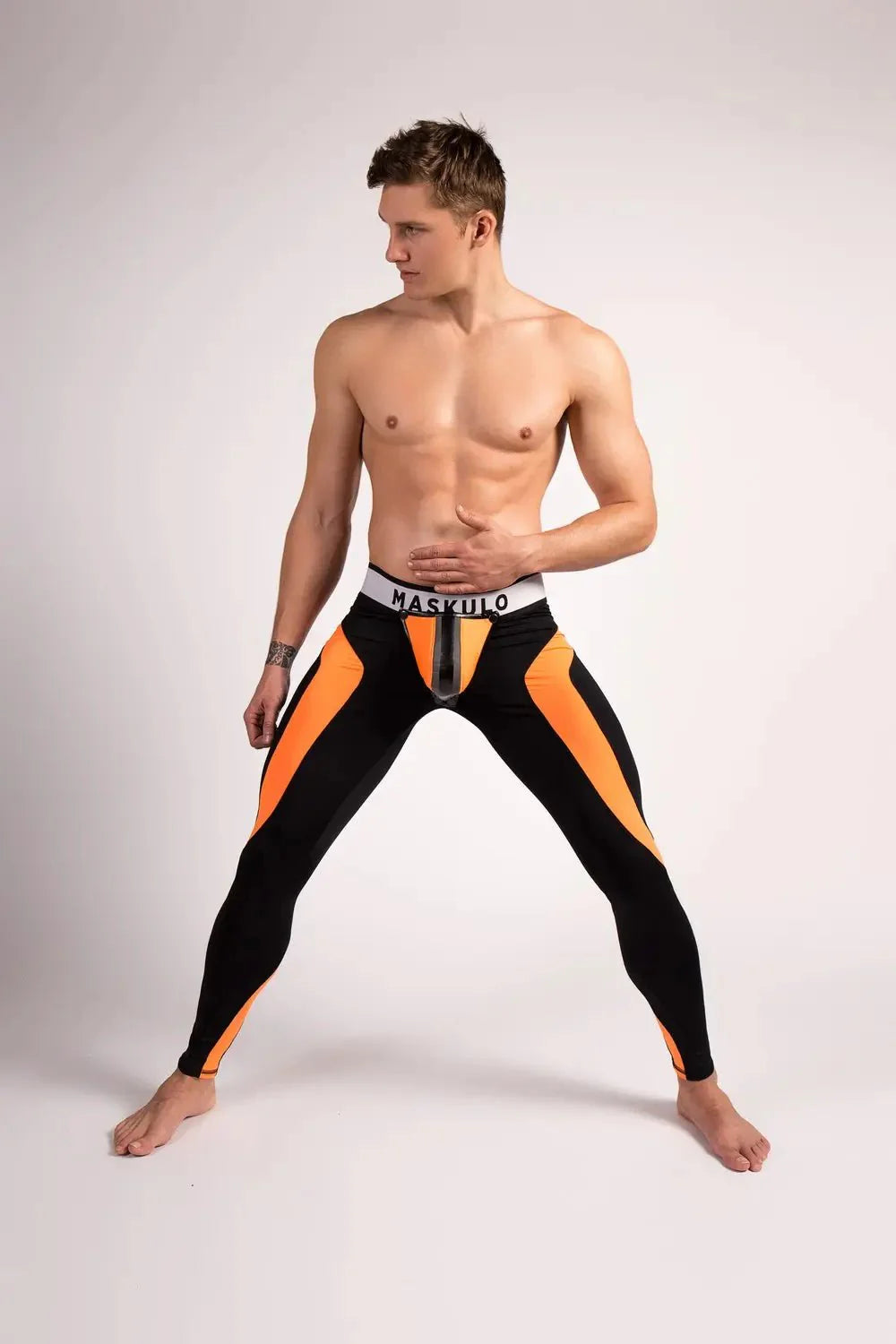 Youngero Classic. Regular Rear Leggings. Orange Neon