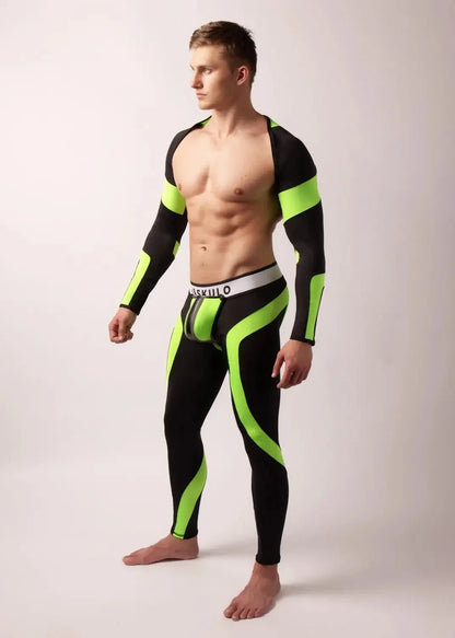 Youngero Classic. Open Rear Leggings. Green Neon