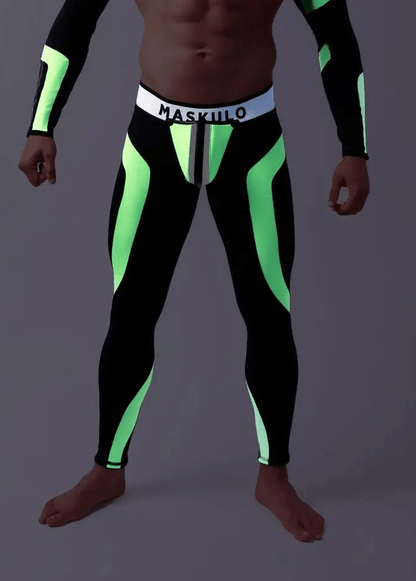 Youngero Classic. Open Rear Leggings. Green Neon