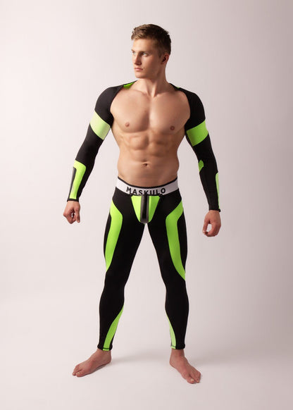 Youngero Classic. Open Rear Leggings. Green Neon