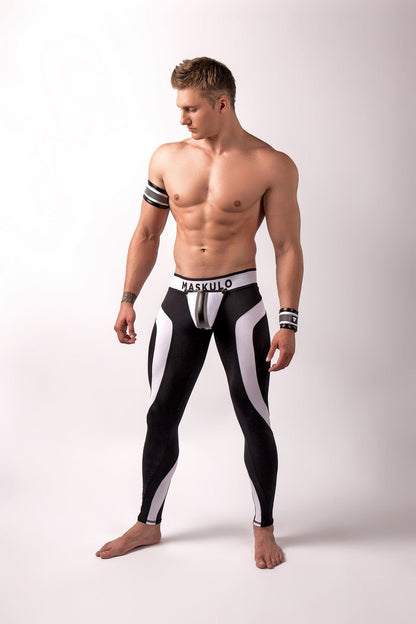 Youngero Classic. Open Rear Leggings. White Neon