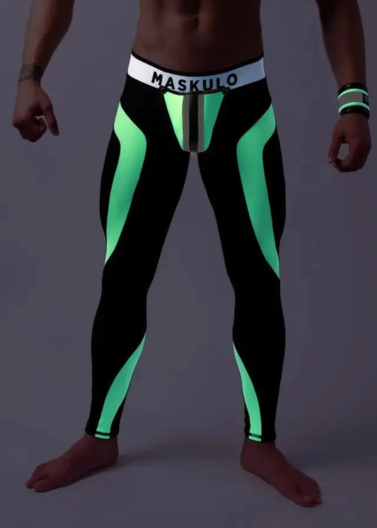 Youngero Classic. Zip-Rear Leggings. Green Neon