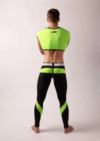 Youngero Classic. Zip-Rear Leggings. Green Neon