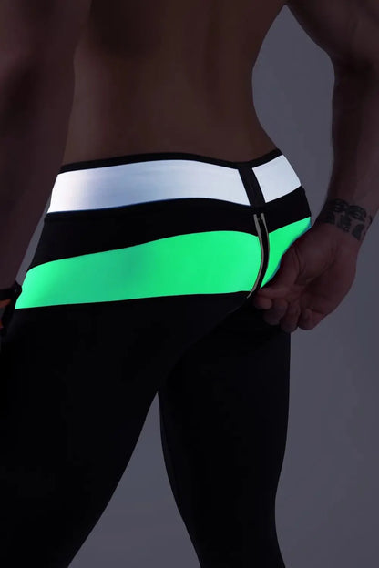 Youngero Classic. Zip-Rear Leggings. Green Neon