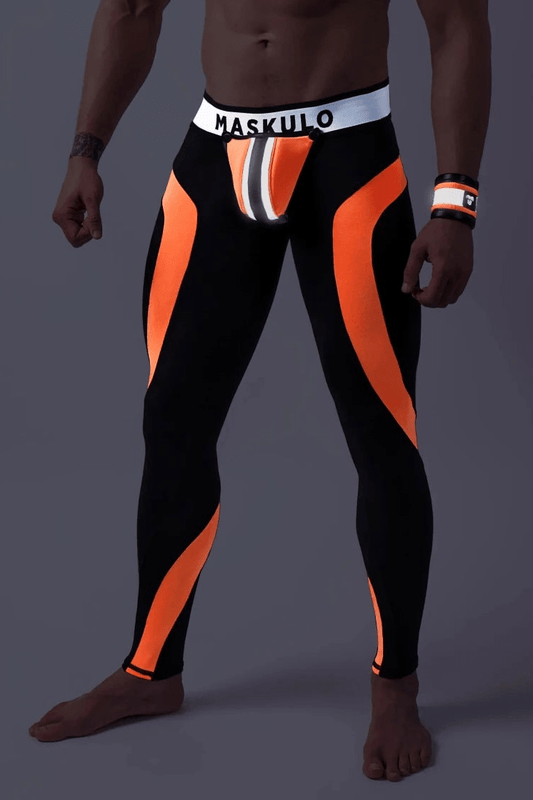 Youngero Classic. Zip-Rear Leggings. Orange Neon