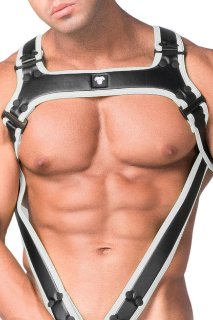 Youngero. Men's Body Harness. Black+White Neon - MHR104 - Y1 - www.maskulo.berlin - Local store