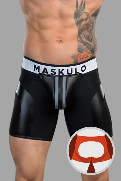 Youngero. Men's Cycling Shorts. Codpiece. Open Rear. Black - MSH116-Y1 2 - www.maskulo.berlin Local City Store