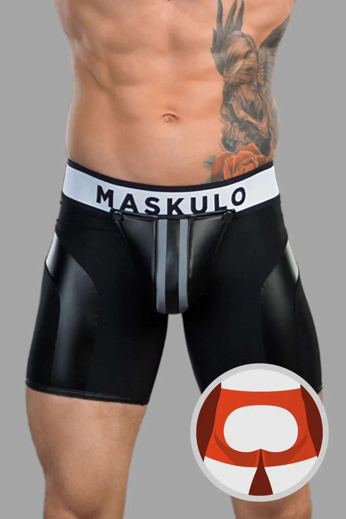 Youngero. Men's Cycling Shorts. Codpiece. Open Rear. Black - MSH116 - Y4 - www.maskulo.berlin - Local store