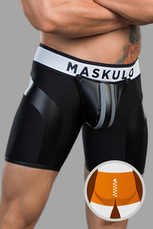 Youngero. Men's Fetish Cycling Shorts. Codpiece. Zipped Rear. Black - MSH118-Y1 - www.maskulo.berlin - Local store