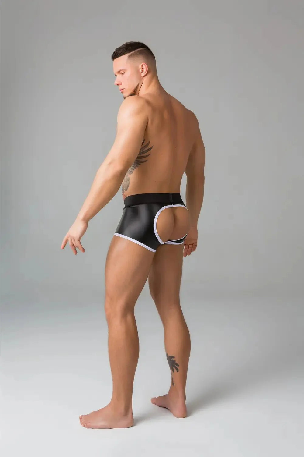 Youngero Classic. Open Rear Trunk Shorts. White Neon