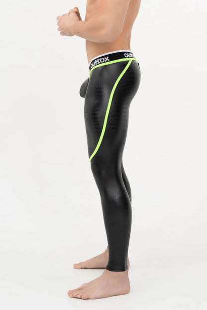 Zip-Rear Leggings With Snap Codpiece. Black And Green - XLG103-Y1 - www.maskulo.berlin - Local store