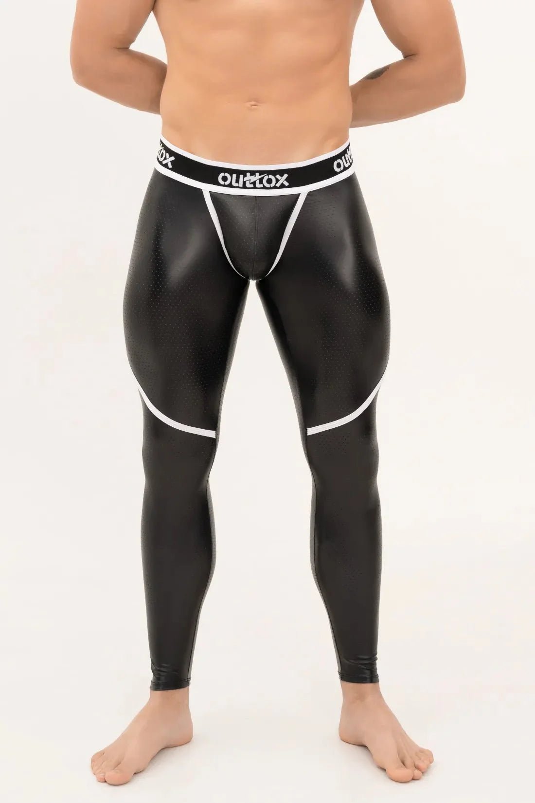 Zip-Rear Leggings With Snap Codpiece. Black And White - XLG105-Y1 - www.maskulo.berlin - Local store