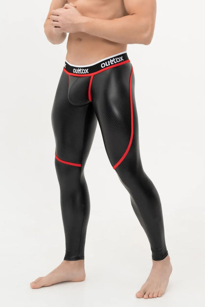 Zip-Rear Leggings With Snap Codpiece. Black+Red - XLG101-Y1 - www.maskulo.berlin - Local store