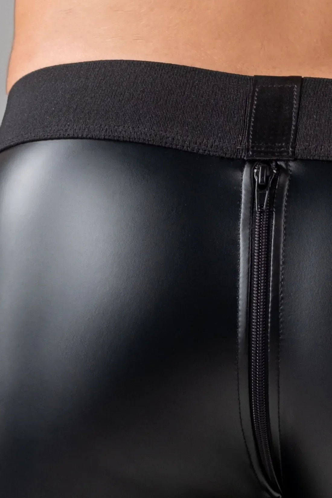 Zipped Rear Shot Belt Codpiece Trunk Shorts. Black - MTR106 - Y1 - www.maskulo.berlin - Local store
